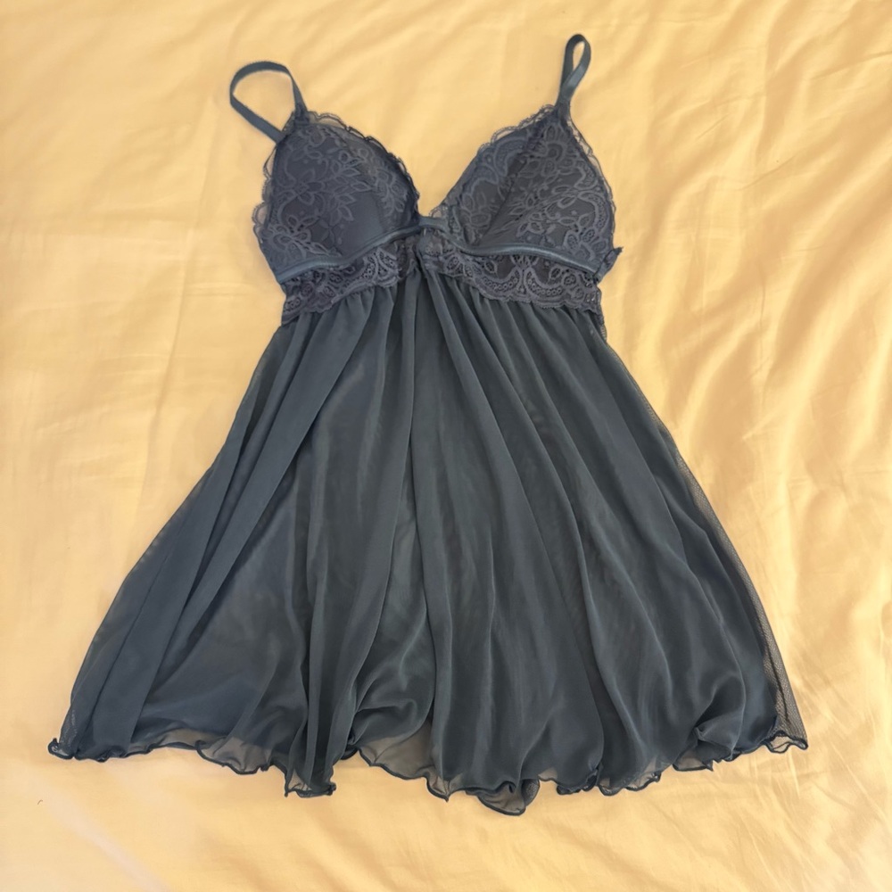 RACHEL Rachel Roy Lace Trim Chemise in Blue